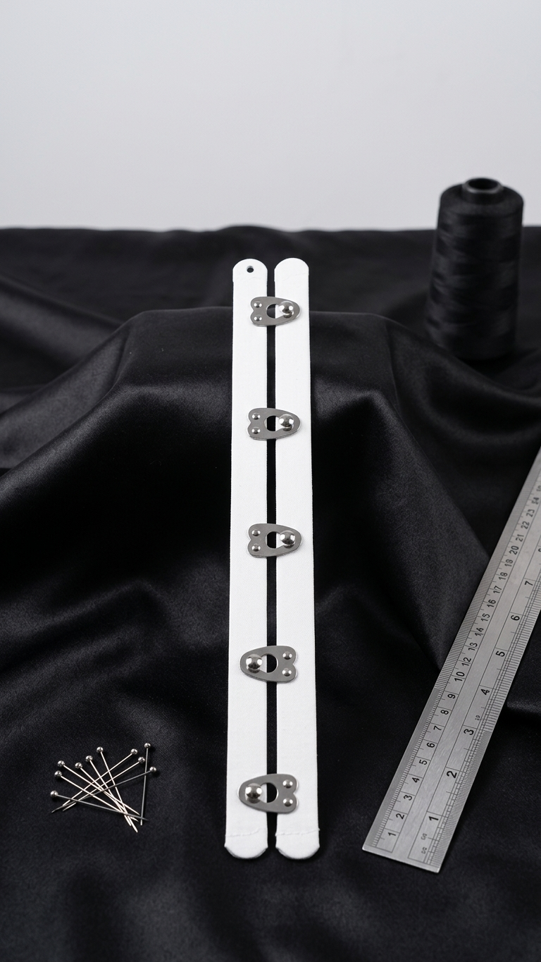 Steel Corset Busk With Silver Clasps