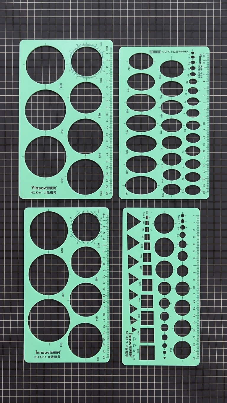 4 Pcs Circular Templates for Drawing
