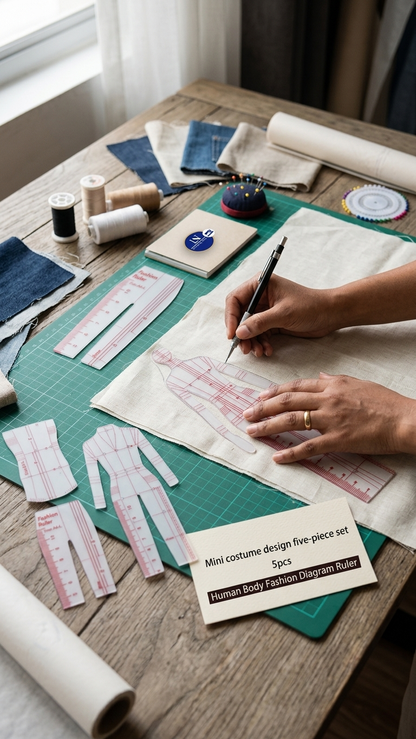Human Body Fashion Dynamic Diagram Ruler – 5PCS Set