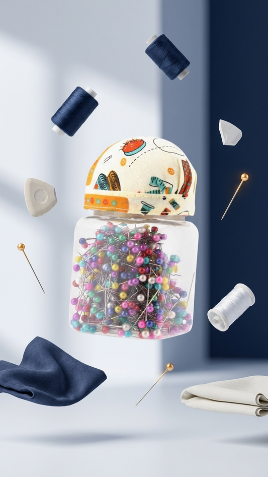 Colorful Pearl Head Pins with Cushion Storage Jar-100  PCS