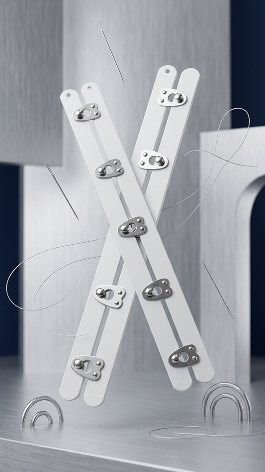 Steel Corset Busk With Silver Clasps